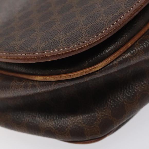 CELINE Macadam Canvas Shoulder Bag PVC Leather Brown Gold...